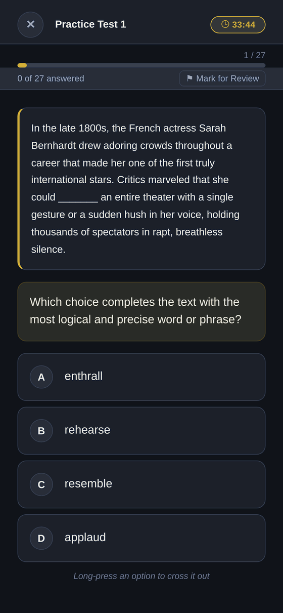 A real Maestria SAT Reading & Writing question
